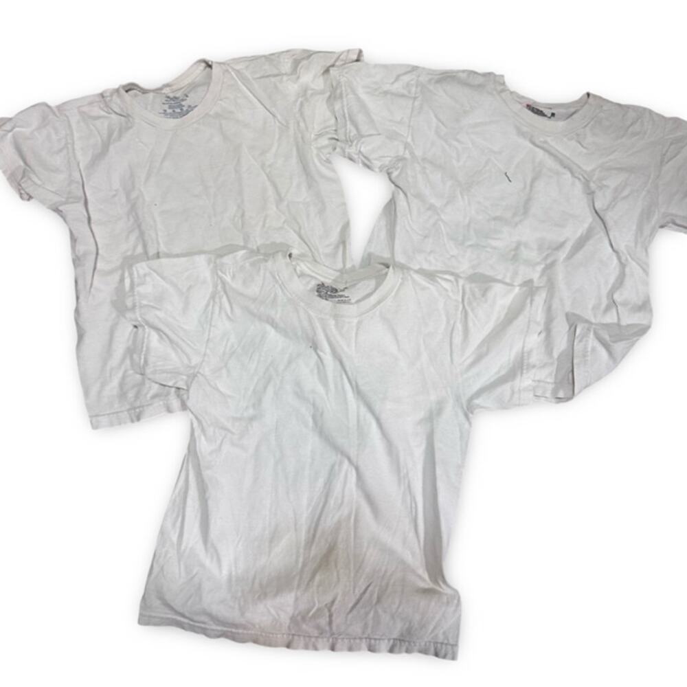 Lot of 3 White T-Shirts Hanes & Fruit of the Loom